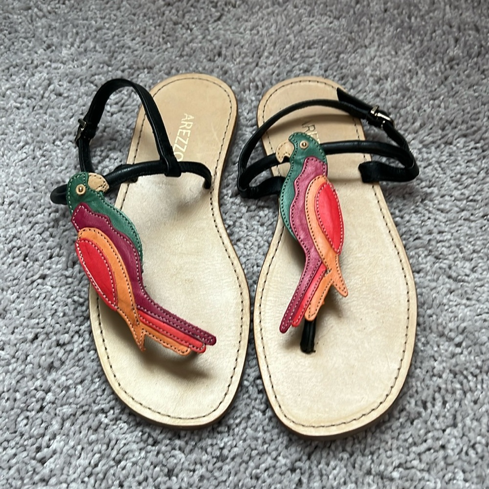 EUC Arezzo Parrot Bird Sandals - Size 37 Euro, 6.5 US